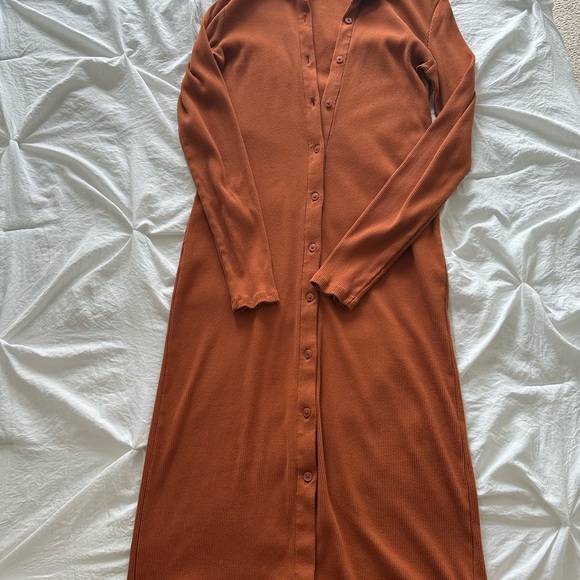 Gap Rib Polo Midi Dress Rust Orange Down Tall - Picture 3 of 4